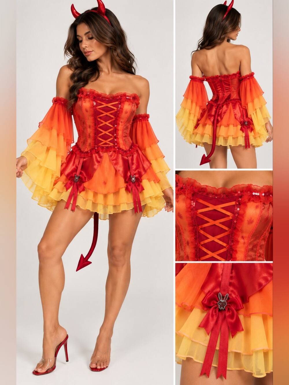 Playboy Devil Costume 2008 Y2K Corset Dress Size M 10-12